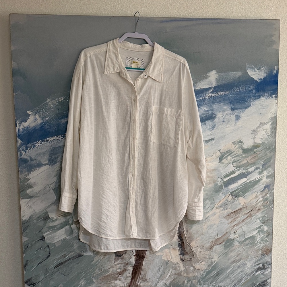 Maeve by Anthropologie Oversized White Bouse